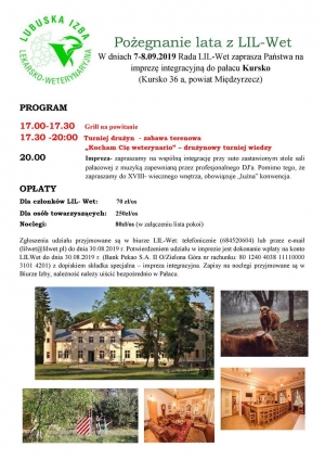 Pożegnanie lata z LIL-Wet 7-8.09.2019 pałac Kursko