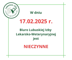 Biuro Izby nieczynne w dniu 17.02.2025 r. (poniedziałek)