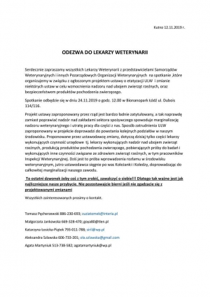 Spotkanie Urzędowych Lekarzy Weterynarii w sprawie projektu zmian w ustawie o nadzorze weterynaryjnym